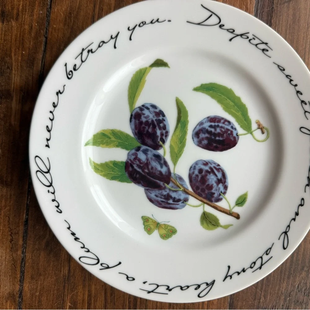 Set of 4 Decorative Wm. Sonoma Plates with different fruit Designs